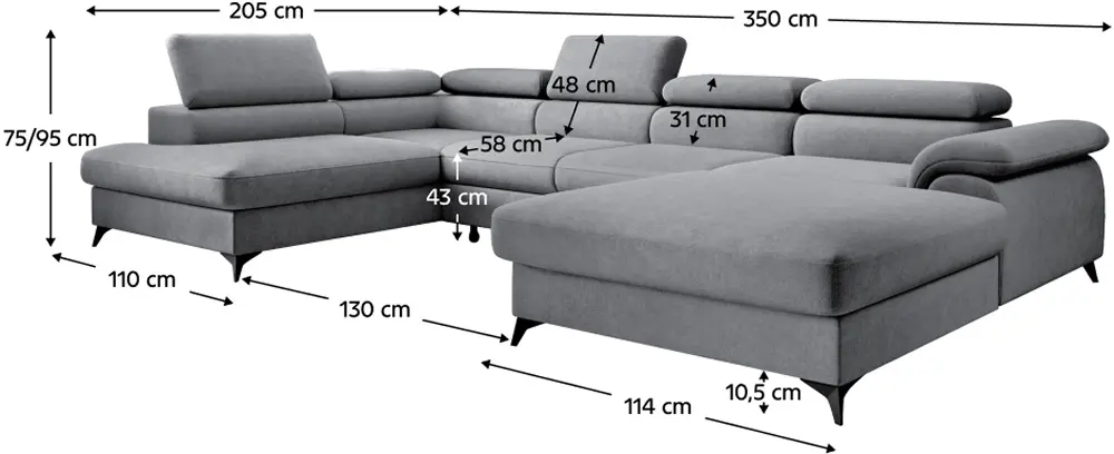 Canapea in forma de U Tempo Kondela Poly Roh U Left Whisper 17 (Gray)