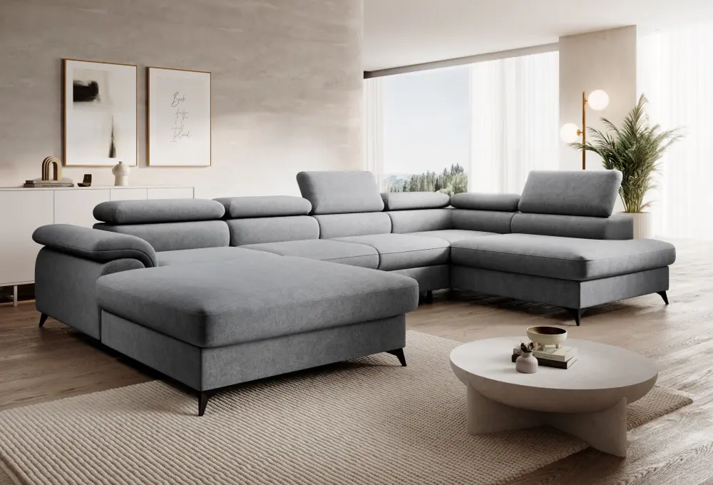 Canapea in forma de U Tempo Kondela Poly Roh U Right (Gray)