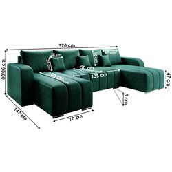 Canapea in forma de U Tempo Kondela Porima U (Emerald) Thumb