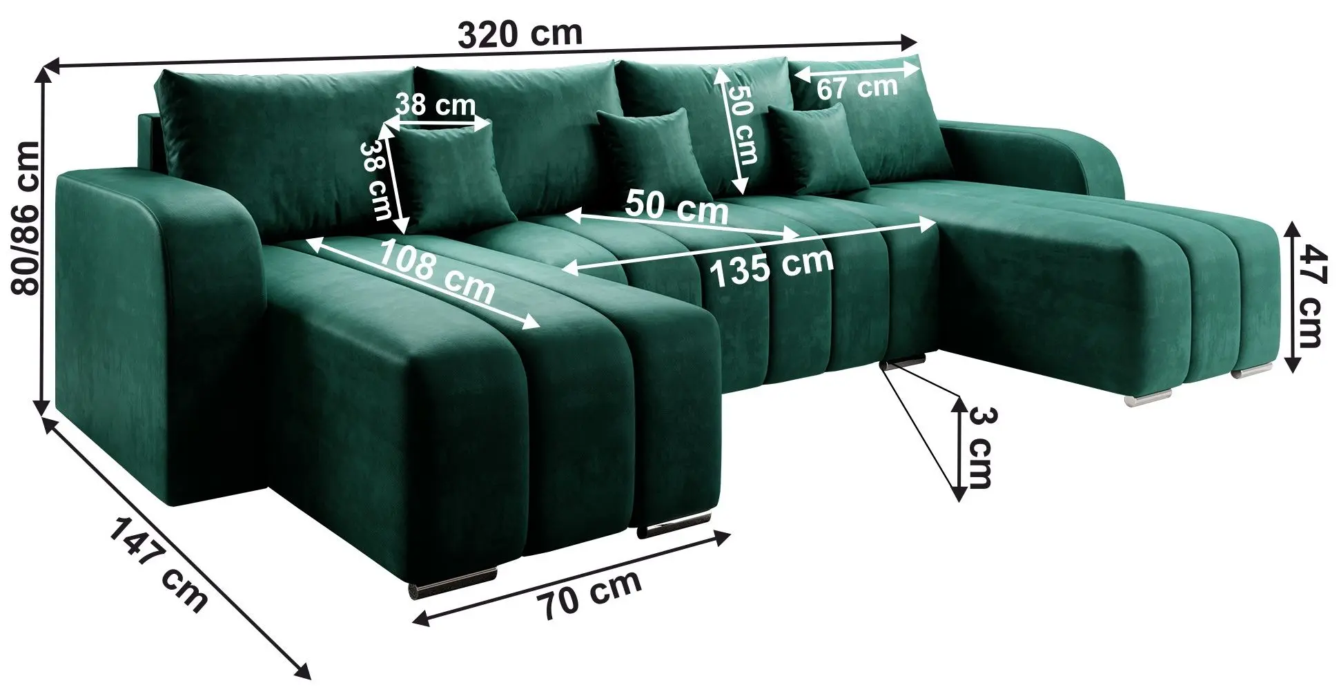 Canapea in forma de U Tempo Kondela Porima U (Emerald)