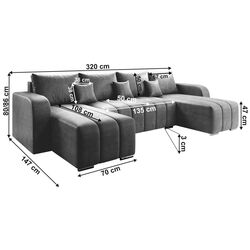 Canapea in forma de U Tempo Kondela Porima U (Gray) Thumb