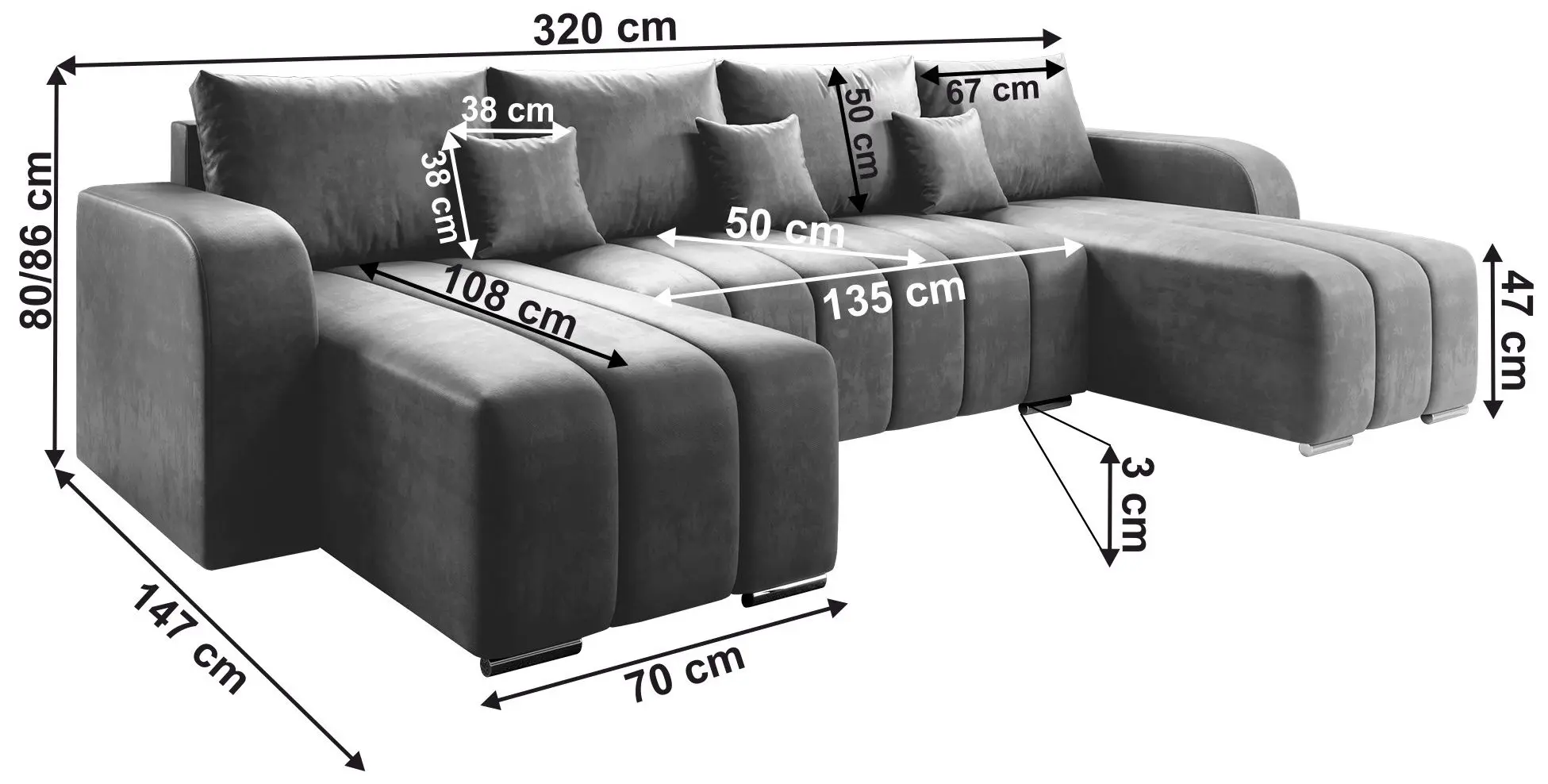 Canapea in forma de U Tempo Kondela Porima U (Gray)