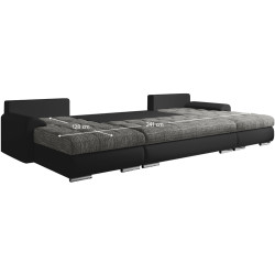 Canapea in forma de U Tempo Kondela Tolita U Uni (Black/Gray) Thumb