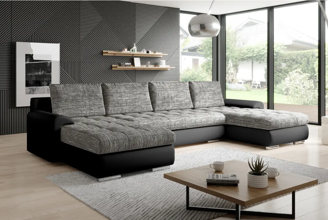 Canapea in forma de U Tempo Kondela Tolita U Uni (Black/Gray)