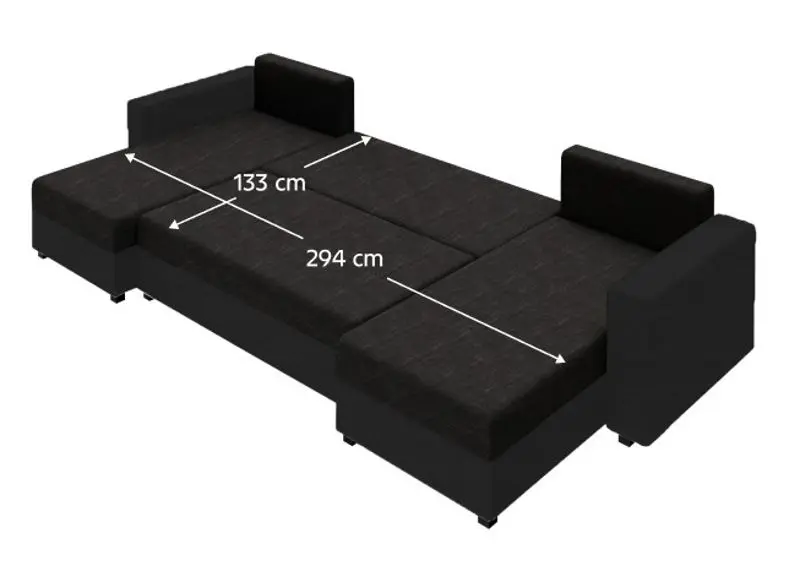 Canapea in forma de U Tempo Kondela Tripolis U (Black/Gray)