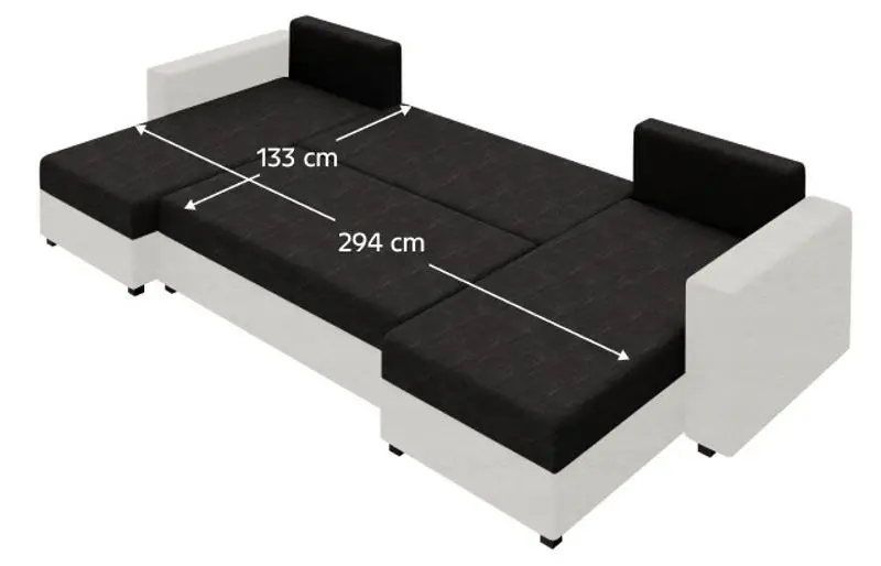 Canapea in forma de U Tempo Kondela Tripolis U (Black/White/Gray)