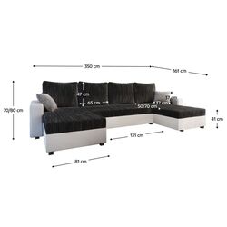 Canapea in forma de U Tempo Kondela Tripolis U (Black/White/Gray) Thumb