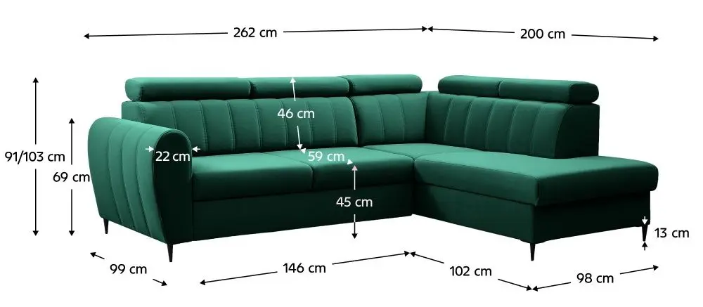 Диван раскладной Tempo Kondela Korio L Right (Emerald)