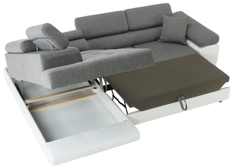 Canapea de colt extensibila Tempo Kondela Amareto Left (White/Gray)