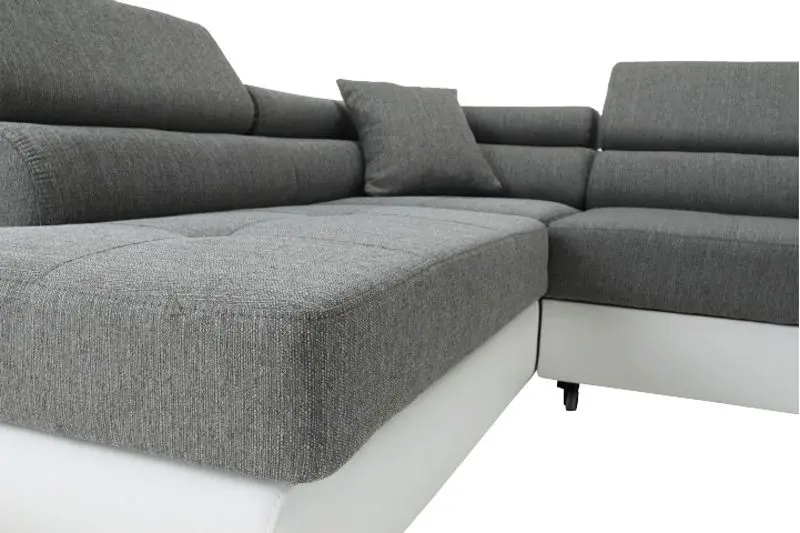 Canapea de colt extensibila Tempo Kondela Amareto Left (White/Gray)