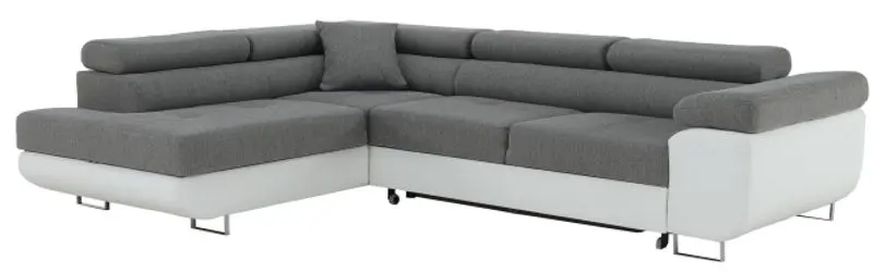 Canapea de colt extensibila Tempo Kondela Amareto Left (White/Gray)