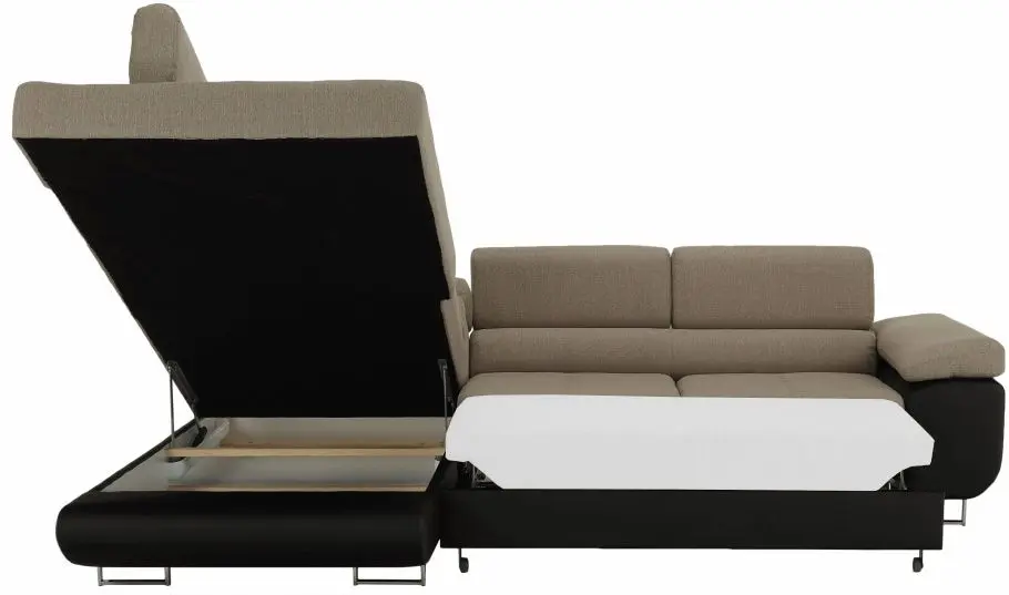 Canapea de colt extensibila Tempo Kondela Amareto New Left (Brown/Beige)