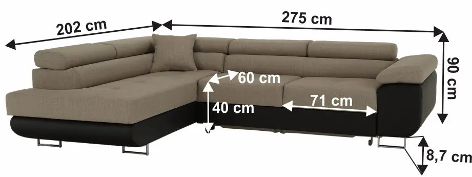 Canapea de colt extensibila Tempo Kondela Amareto New Left (Brown/Beige)