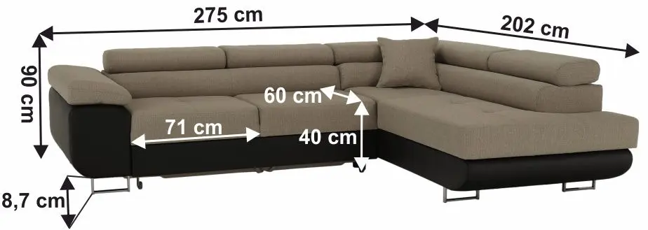 Canapea de colt extensibila Tempo Kondela Amareto New Right (Brown/Beige) - 6