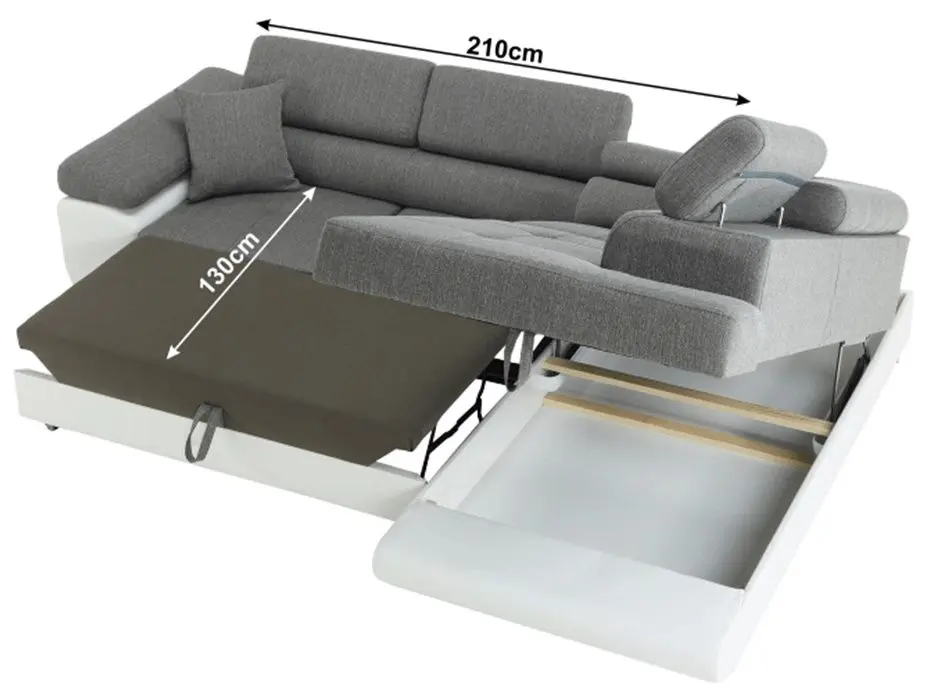 Canapea de colt extensibila Tempo Kondela Amareto Right (White/Gray)