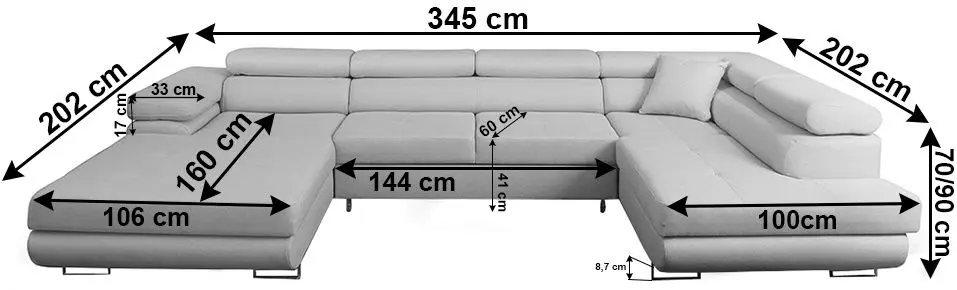 Диван П-образный Tempo Kondela Amareto U Right (Light Gray) - 4