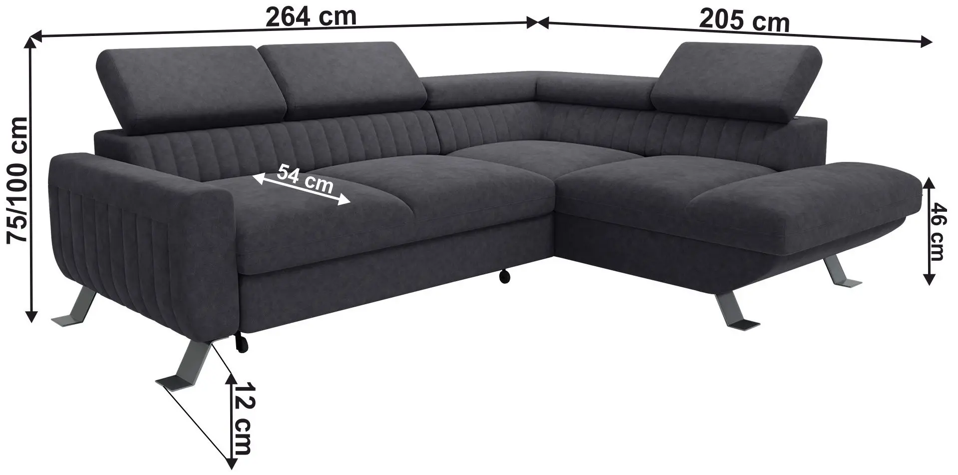 Canapea de colt extensibila Tempo Kondela Amura Roh Right (Dark Gray) - 2