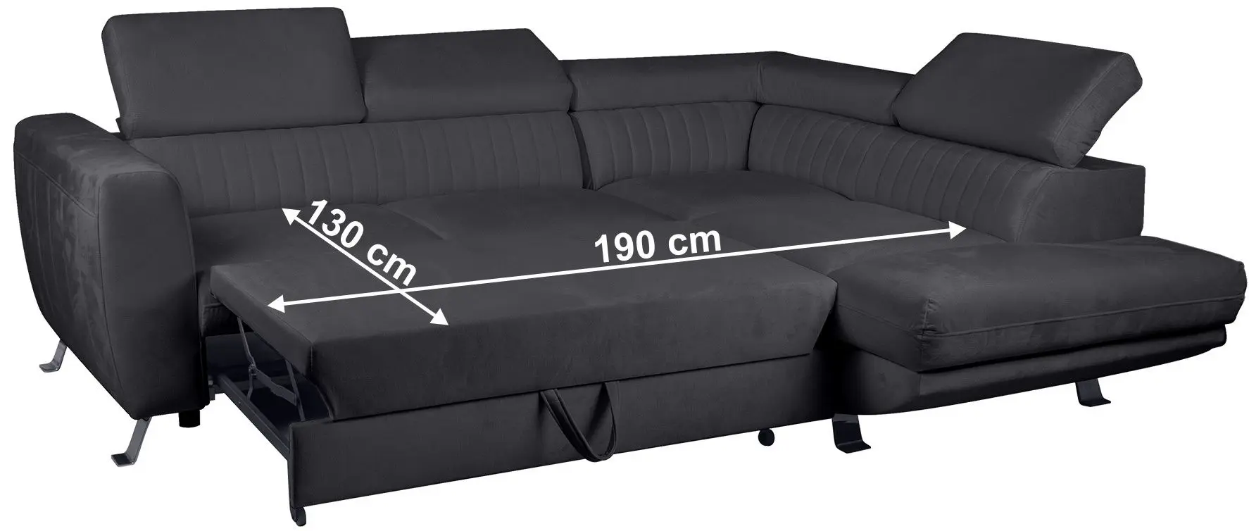 Canapea de colt extensibila Tempo Kondela Amura Roh Right (Dark Gray) - 3