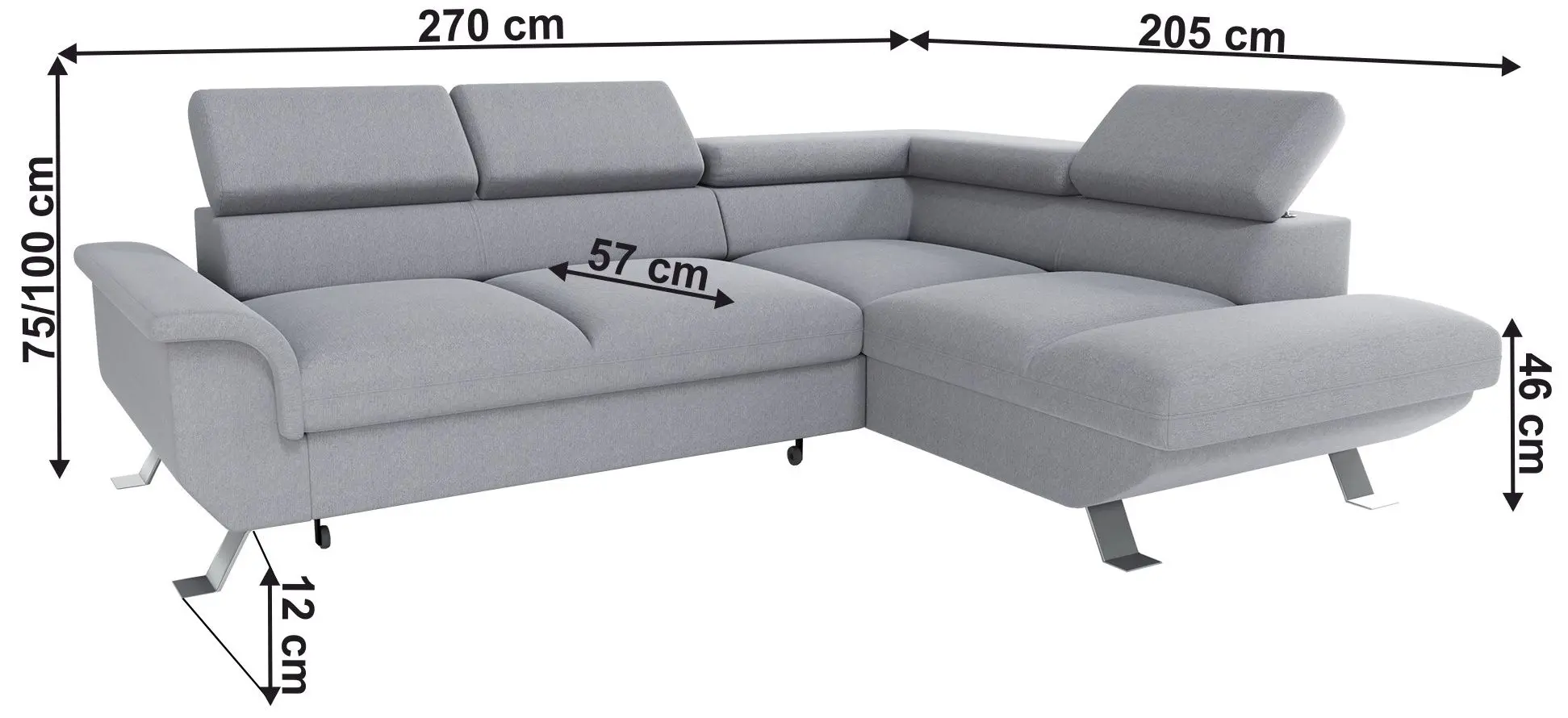 Canapea de colt extensibila Tempo Kondela Artey Roh Right (Gray) - 2