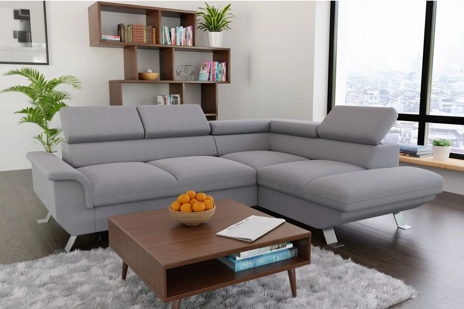 Canapea de colt extensibila Tempo Kondela Artey Roh Right (Gray)