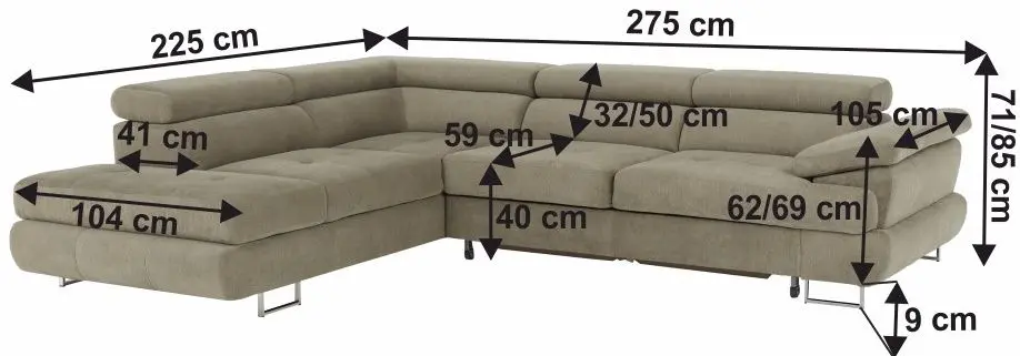 Canapea de colt extensibila Tempo Kondela Buton R Soro 13 Left (Light Brown)