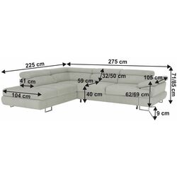 Canapea de colt extensibila Tempo Kondela Buton R Soro 83 Left (Light Gray) Thumb