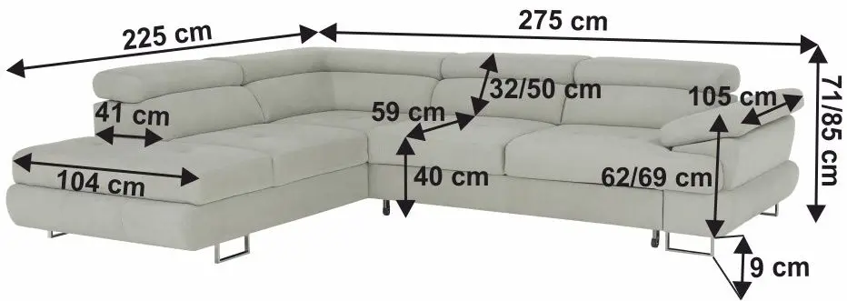 Canapea de colt extensibila Tempo Kondela Buton R Soro 83 Left (Light Gray)