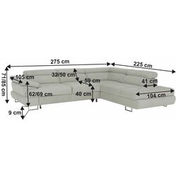 Canapea de colt extensibila Tempo Kondela Buton R Soro 83 Right (Light Gray) Thumb