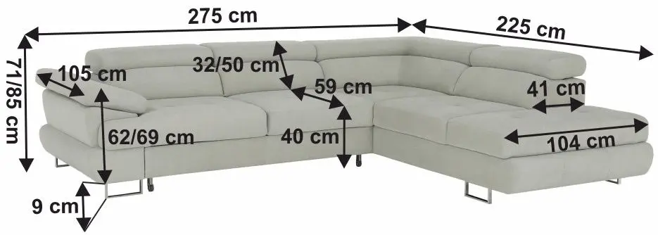 Canapea de colt extensibila Tempo Kondela Buton R Soro 83 Right (Light Gray)