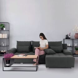 Canapea de colt extensibila Tempo Kondela Devlin (Dark Gray) Thumb