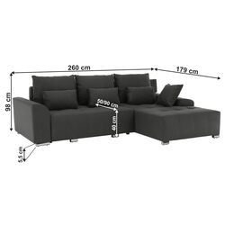 Canapea de colt extensibila Tempo Kondela Devlin (Dark Gray) Thumb