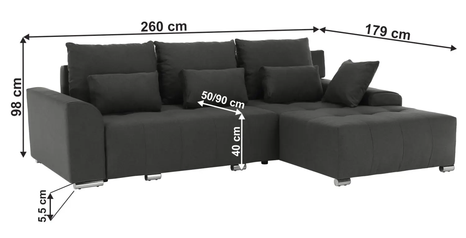 Canapea de colt extensibila Tempo Kondela Devlin (Dark Gray) - 2
