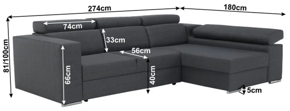 Canapea de colt extensibila Tempo Kondela Dona Right (Gray) - 3