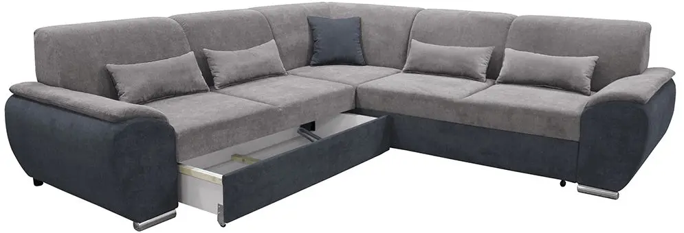 Canapea de colt extensibila Tempo Kondela Emily Left (Dark Gray/Gray)