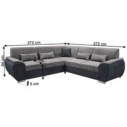 Canapea de colt extensibila Tempo Kondela Emily Left (Dark Gray/Gray) Thumb