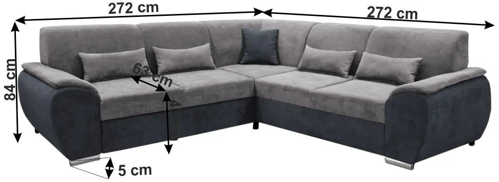 Canapea de colt extensibila Tempo Kondela Emily Left (Dark Gray/Gray)