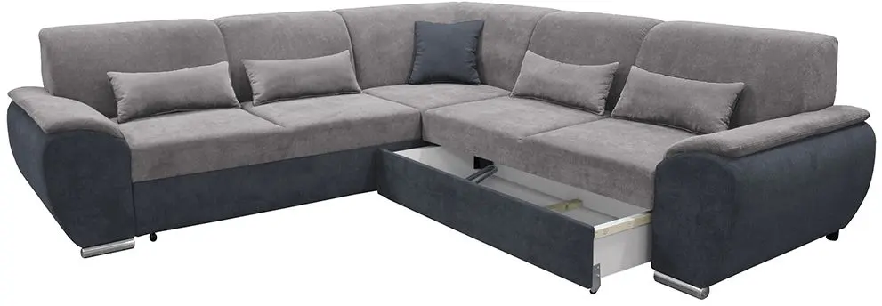 Canapea de colt extensibila Tempo Kondela Emily Right (Dark Gray/Gray)