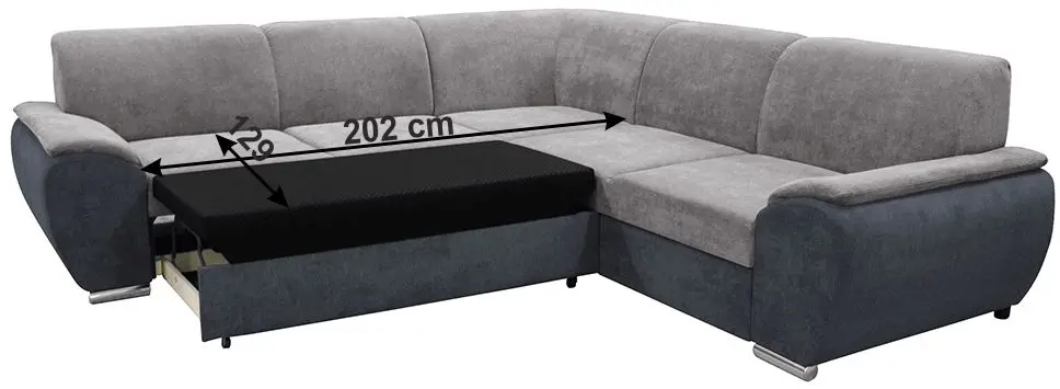 Canapea de colt extensibila Tempo Kondela Emily Right (Dark Gray/Gray)