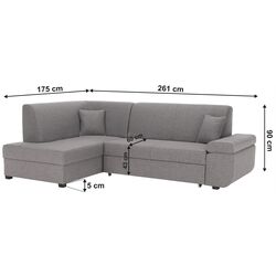 Canapea de colt extensibila Tempo Kondela Fosa Rog Left (Gray) Thumb