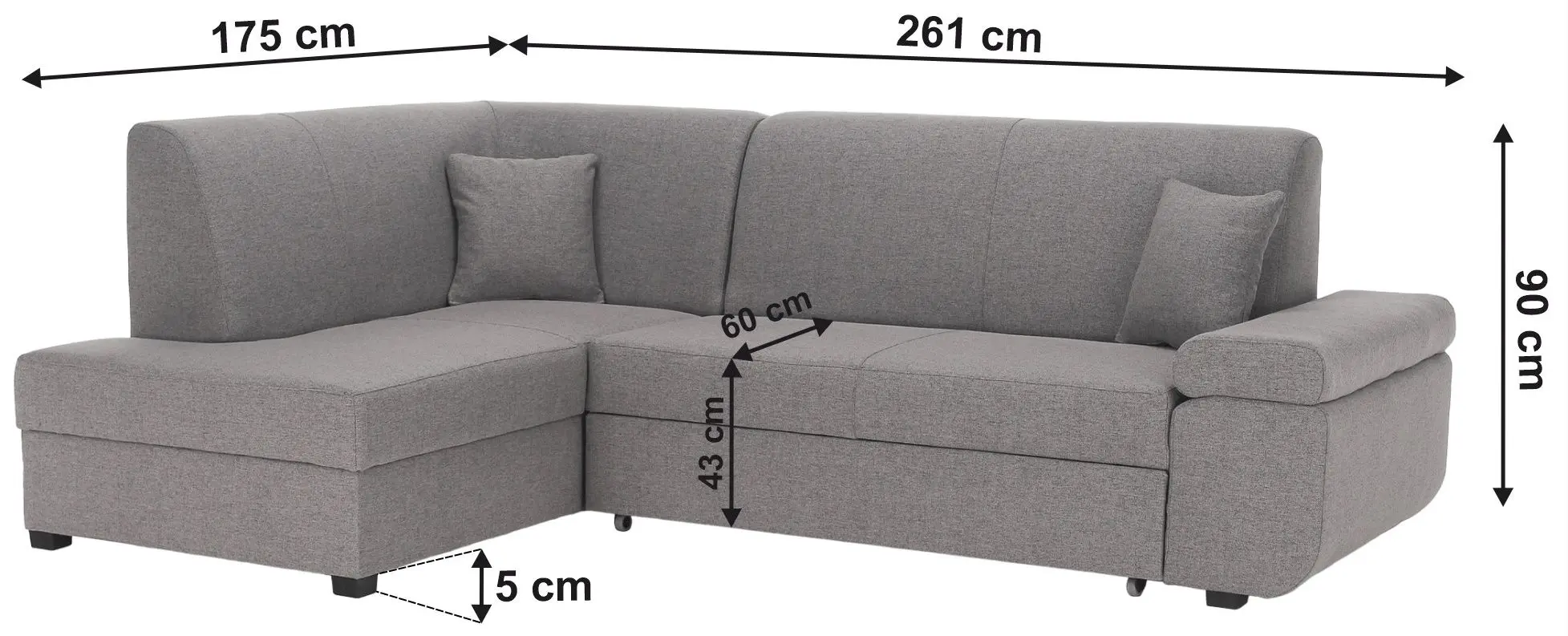 Canapea de colt extensibila Tempo Kondela Fosa Rog Left (Gray)