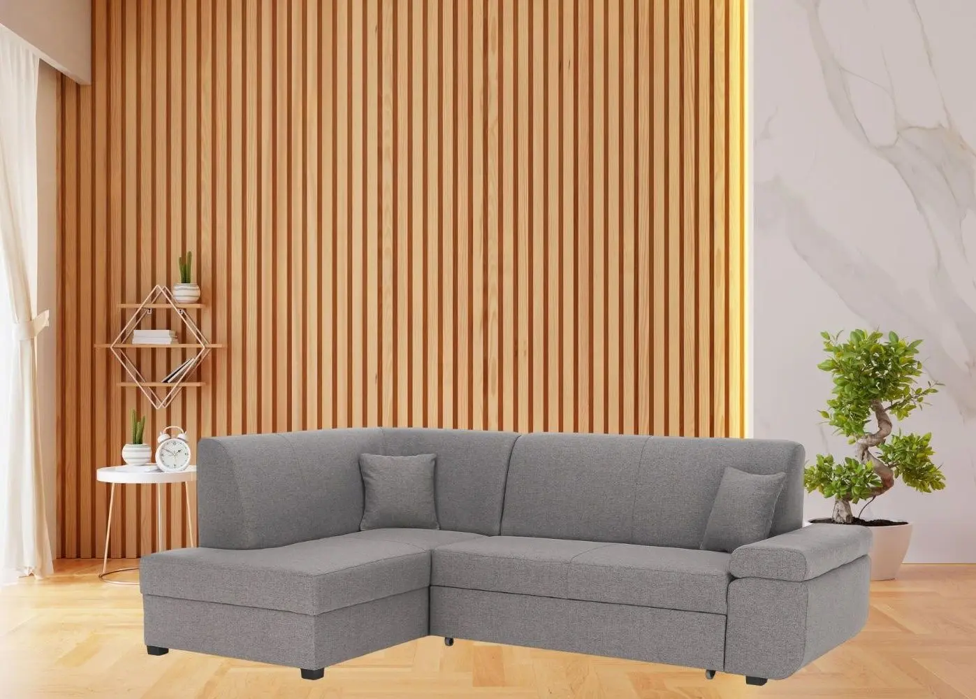 Canapea de colt extensibila Tempo Kondela Fosa Rog Left (Gray)