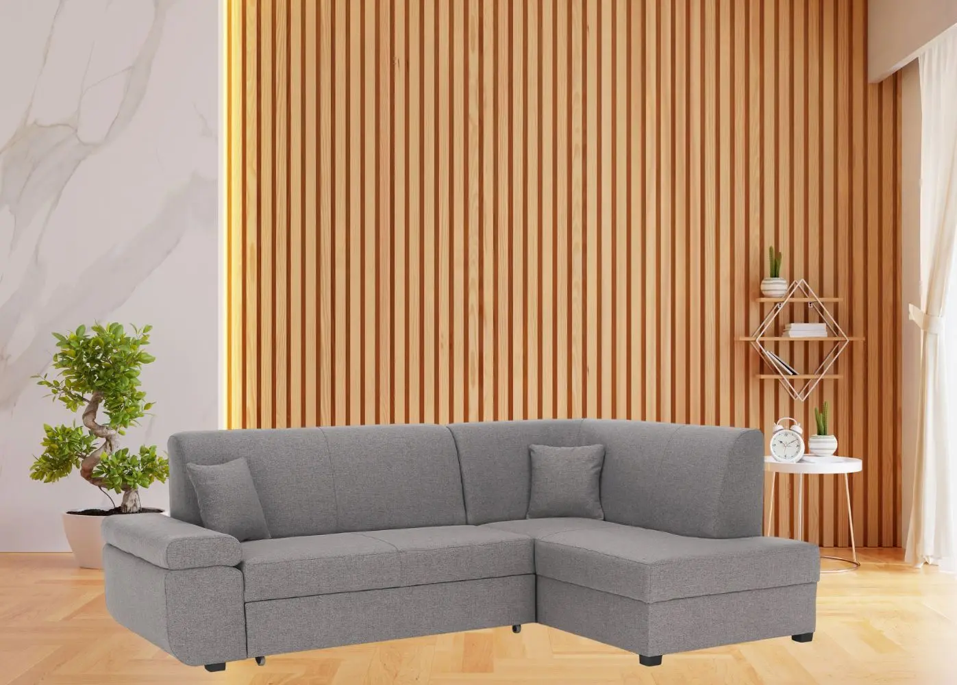 Canapea de colt extensibila Tempo Kondela Fosa Rog Right (Gray)