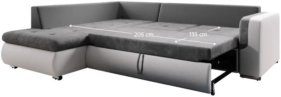 Canapea de colt extensibila Tempo Kondela Furud L Roh Left (White/Gray)