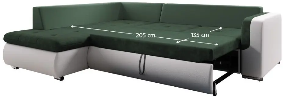 Canapea de colt extensibila Tempo Kondela Furud L Roh Left (White/Green)