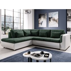 Canapea de colt extensibila Tempo Kondela Furud L Roh Left (White/Green)
