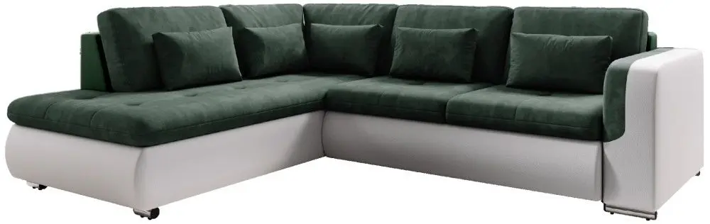 Canapea de colt extensibila Tempo Kondela Furud L Roh Left (White/Green)