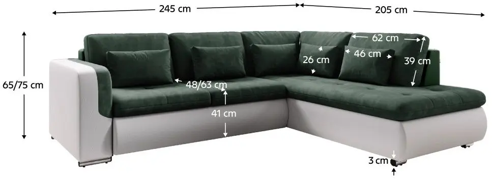 Canapea de colt extensibila Tempo Kondela Furud L Roh Right (White/Green)