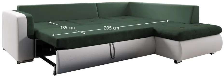 Canapea de colt extensibila Tempo Kondela Furud L Roh Right (White/Green)