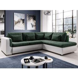 Canapea de colt extensibila Tempo Kondela Furud L Roh Right (White/Green)