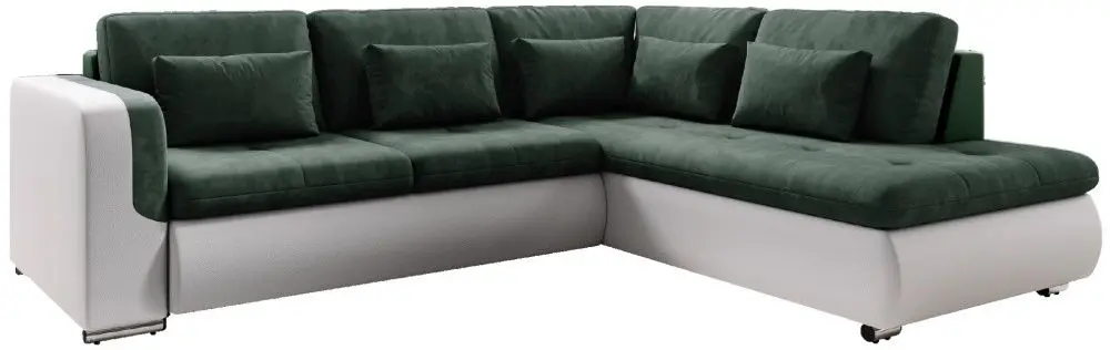 Canapea de colt extensibila Tempo Kondela Furud L Roh Right (White/Green)